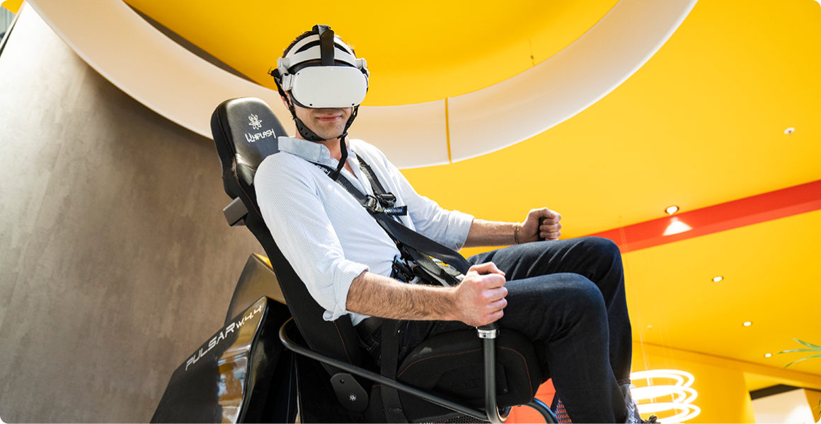 Man using virtual reality